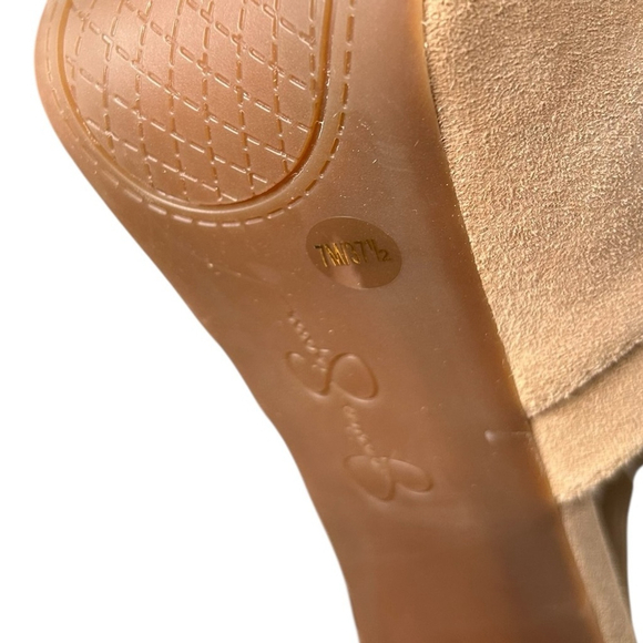 Jessica Simpson Y2K Rare Dany Suede T-Strap High Heel Platform Sand Size 7 - Picture 12 of 12